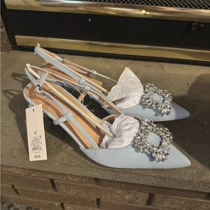 Target A New Day Women’s Annette Denim Rhinestone slingback heels NWT size 10